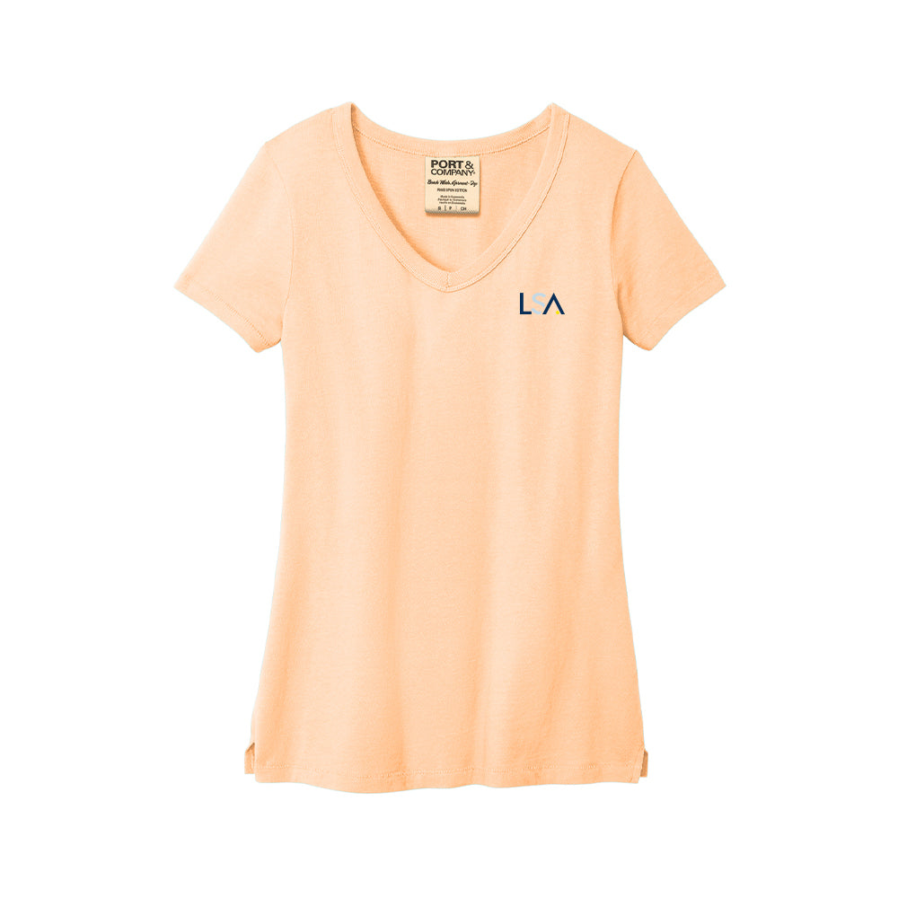 Ladies Beach Wash Garment-Dyed V-Neck Tee